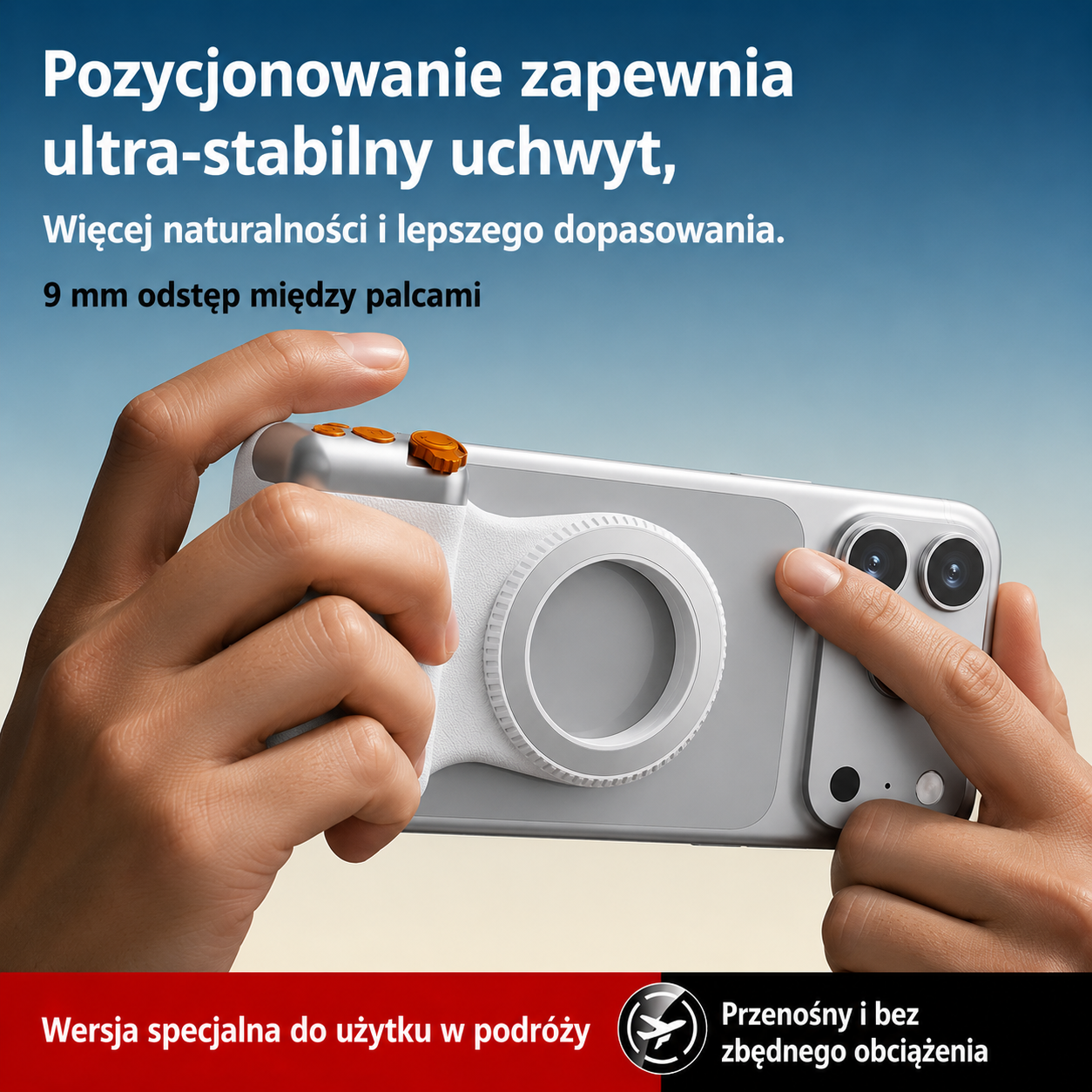 Magnetyczny uchwyt do telefonu w stylu DSLR – kompatybilny z iPhone i Android, ergonomiczny uchwyt, lekka konstrukcja