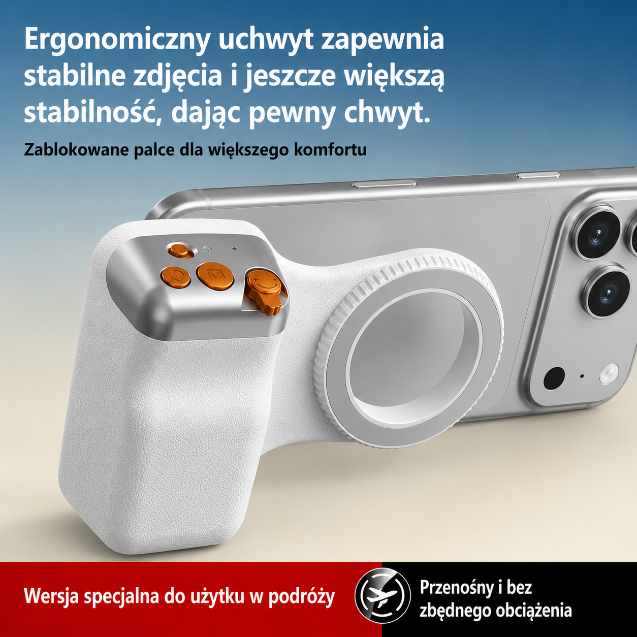 Magnetyczny uchwyt do telefonu w stylu DSLR – kompatybilny z iPhone i Android, ergonomiczny uchwyt, lekka konstrukcja