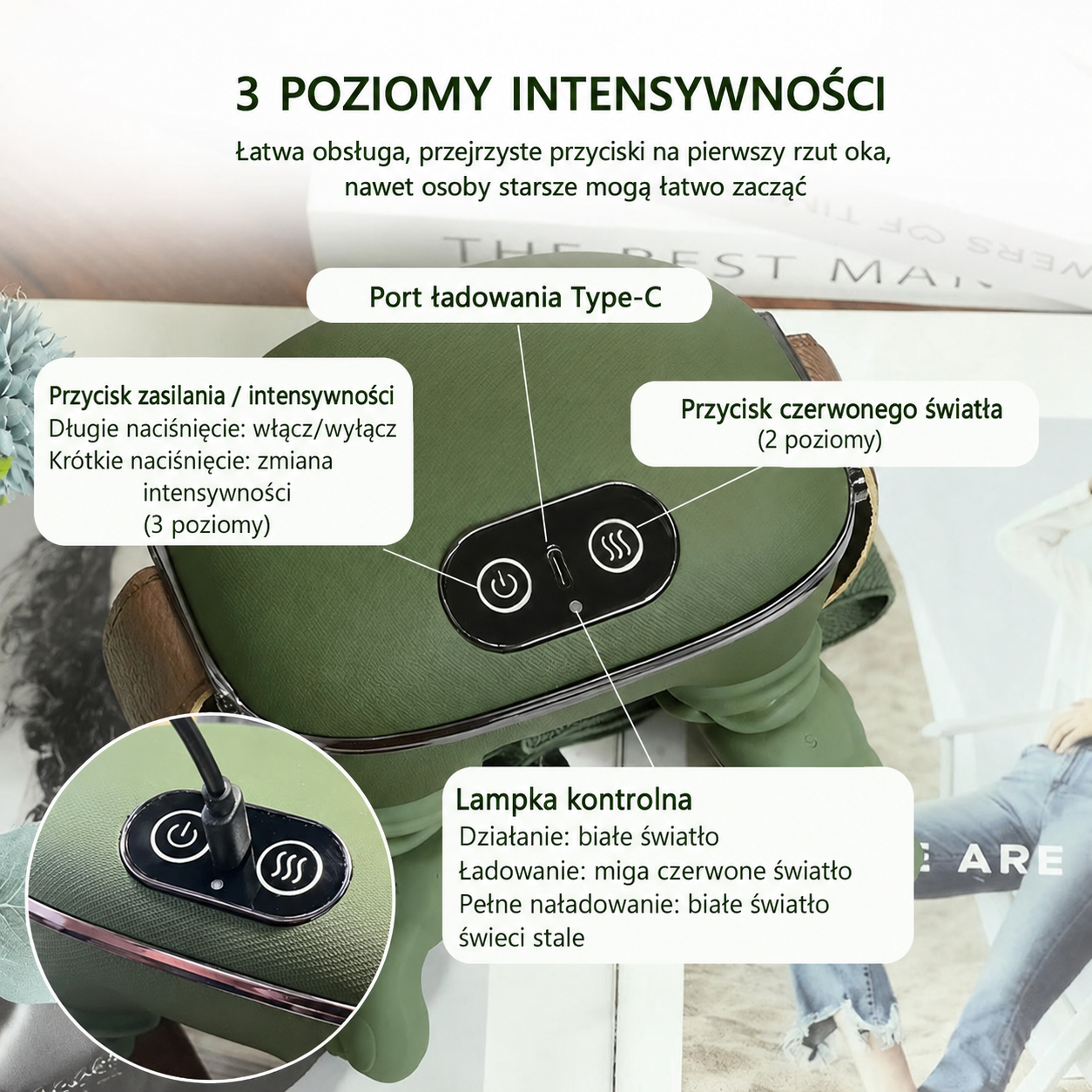 Wielofunkcyjna Przenośna Elektryczna Poduszka do Masażu Szyi, Ramion i Pleców – Przenośne Urządzenie do Głębokiego Masażu, Idealny Prezent Urodzinowy