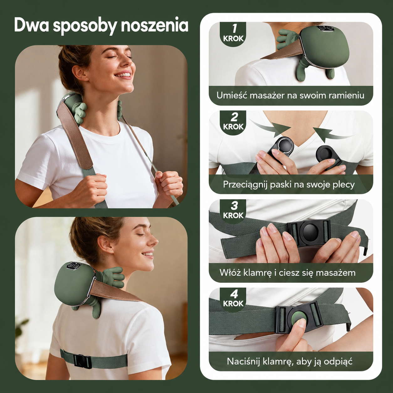 Wielofunkcyjna Przenośna Elektryczna Poduszka do Masażu Szyi, Ramion i Pleców – Przenośne Urządzenie do Głębokiego Masażu, Idealny Prezent Urodzinowy