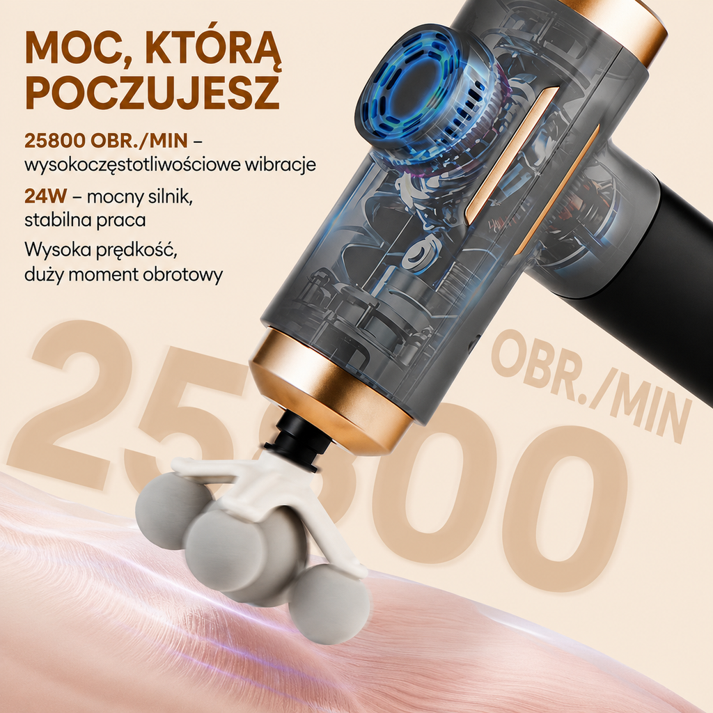 Elektryczny Pistolet Masujący 11w1 – 99 Poziomów Intensywności, Wibracje Wysokiej Częstotliwości, Masaż Mięśni Całego Ciała