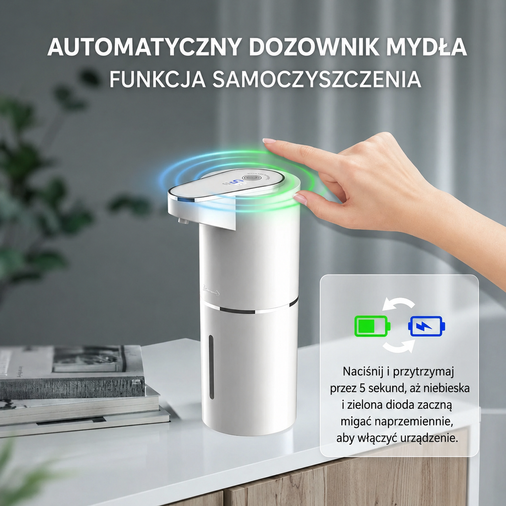 Automatyczny Dozownik Mydła w Pianie – Bezdotykowy, Ładowany USB