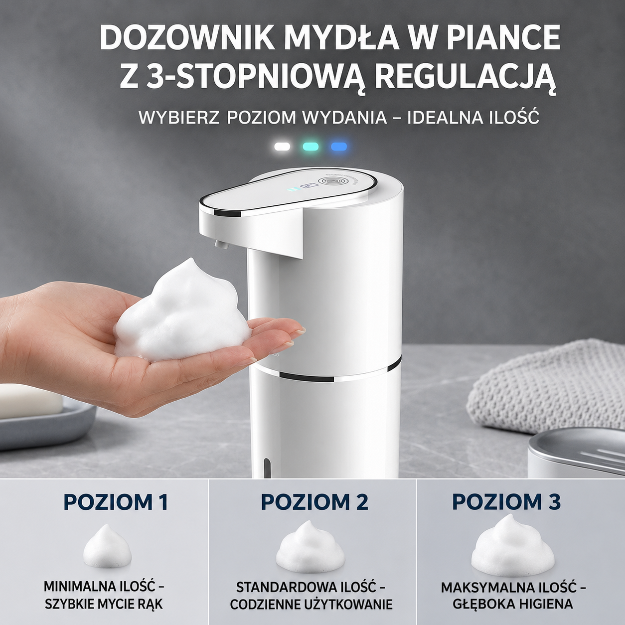 Automatyczny Dozownik Mydła w Pianie – Bezdotykowy, Ładowany USB
