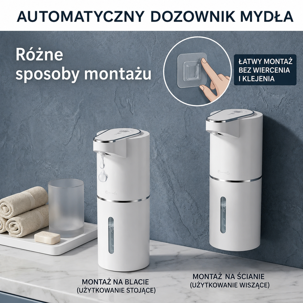 Automatyczny Dozownik Mydła w Pianie – Bezdotykowy, Ładowany USB