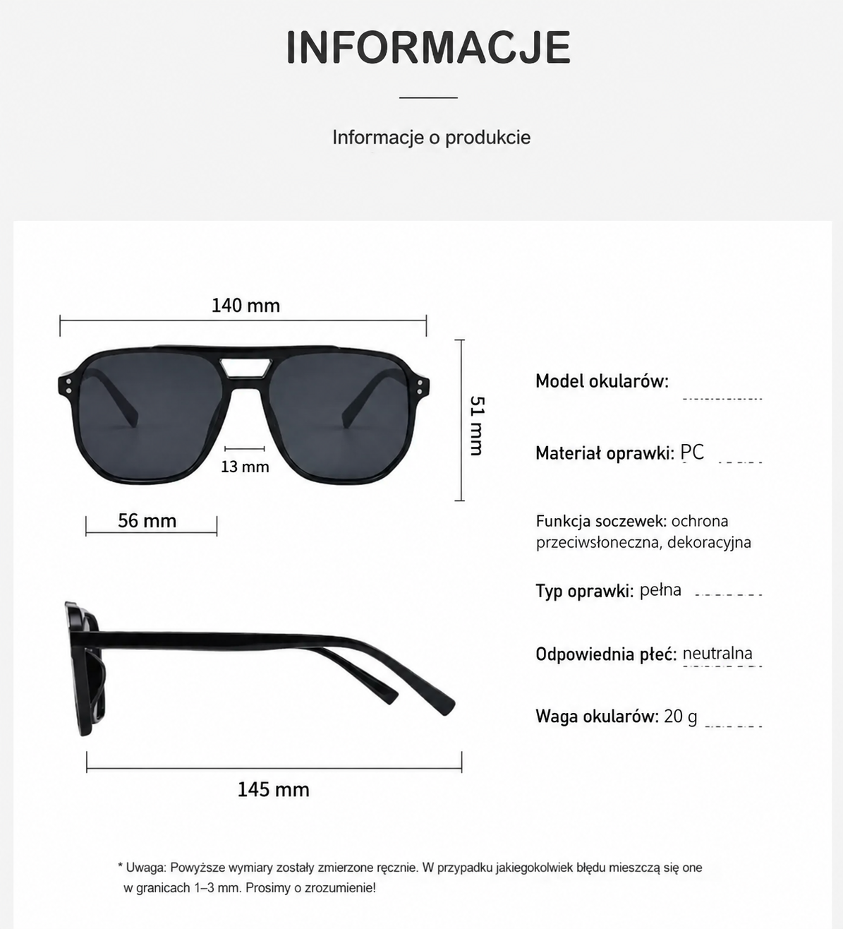Okulary Kwadratowe Unisex 🔲☀️ KLASSNUM | UV400 Vintage