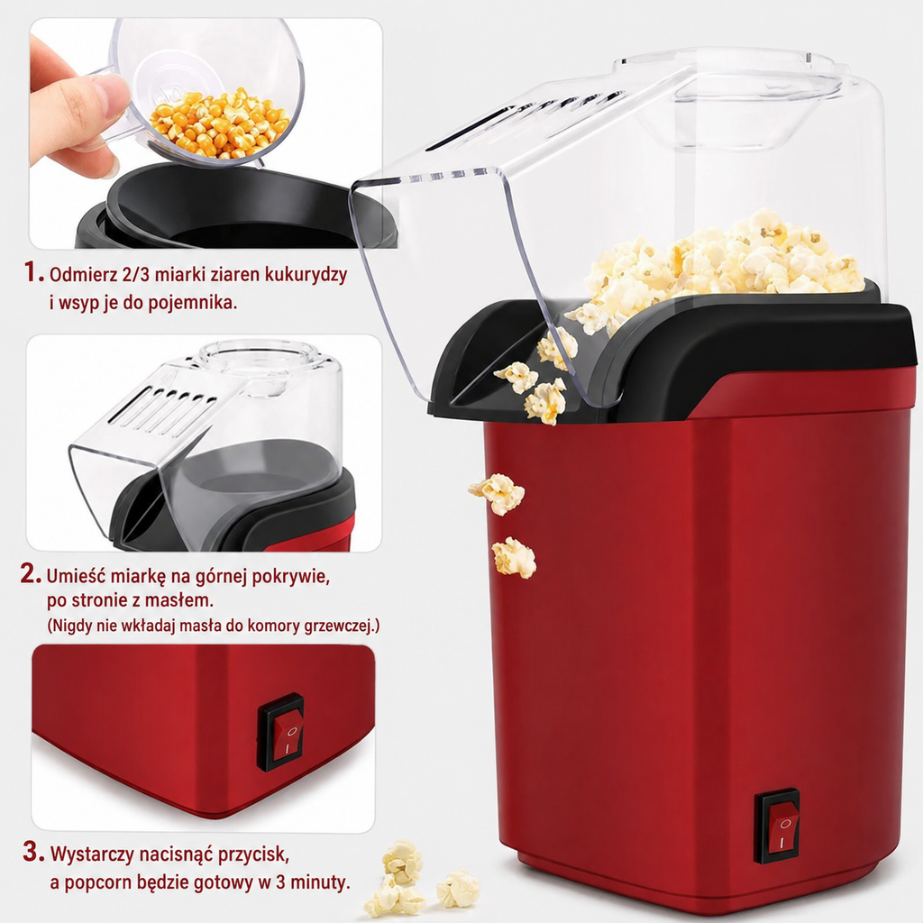 Automatyczny Popcorn Maker – Zdrowy Popcorn w 3 Minuty! 🍿