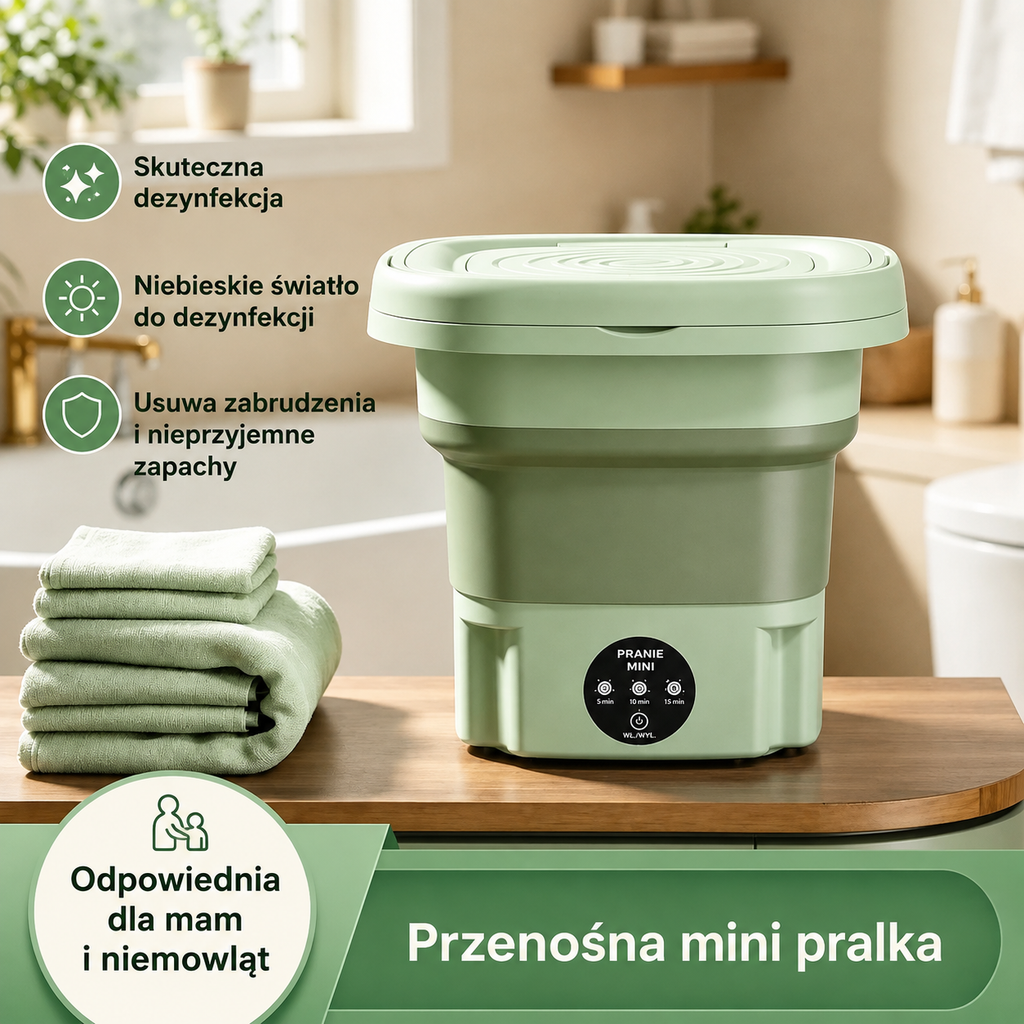 Mini Pralka Przenośna 8L – Czyste Skarpety i Bielizna w 15 Minut