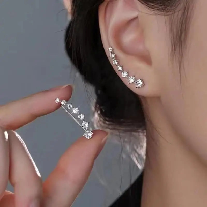 925 Silver Needle Korean Fashion Full Crystal Earrings For Women Jewelry 2026 Trending New Geometric Flower Stud Earrings Brinco