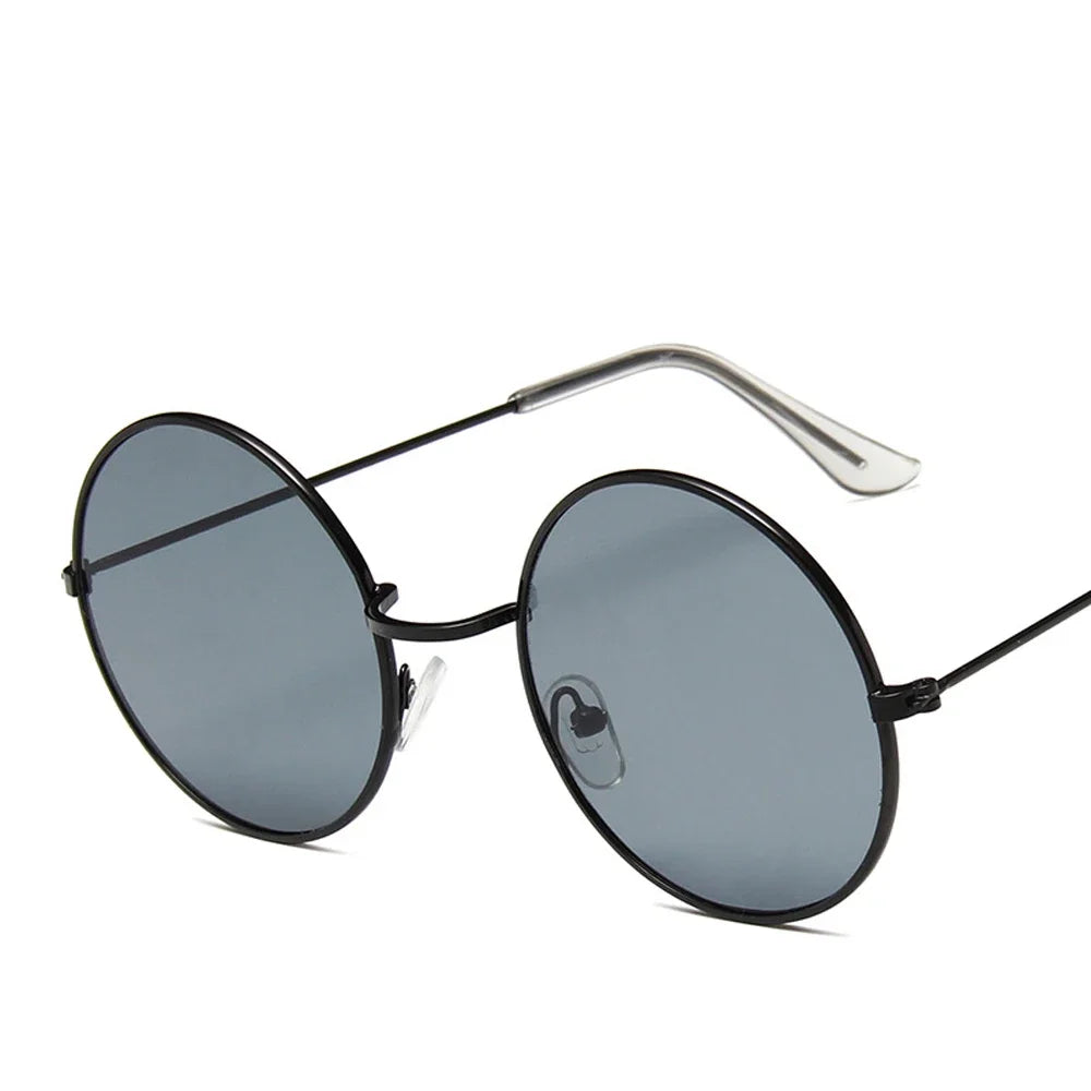 Okrągłe okulary przeciwsłoneczne damskie – lustrzane, metalowa oprawka UV400
