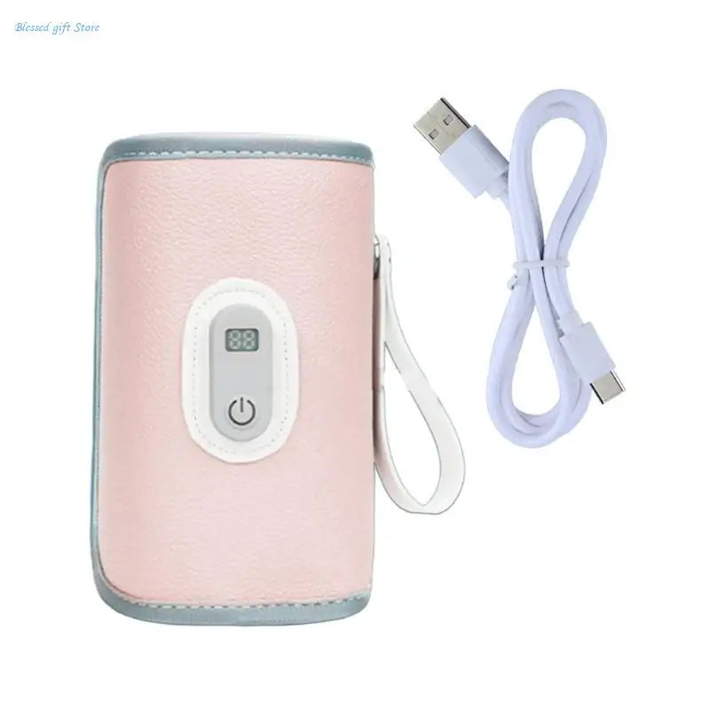 Podgrzewacz do butelek dla niemowląt z wyświetlaczem cyfrowym – przenośny ochraniacz z regulacją temperatury USB-C