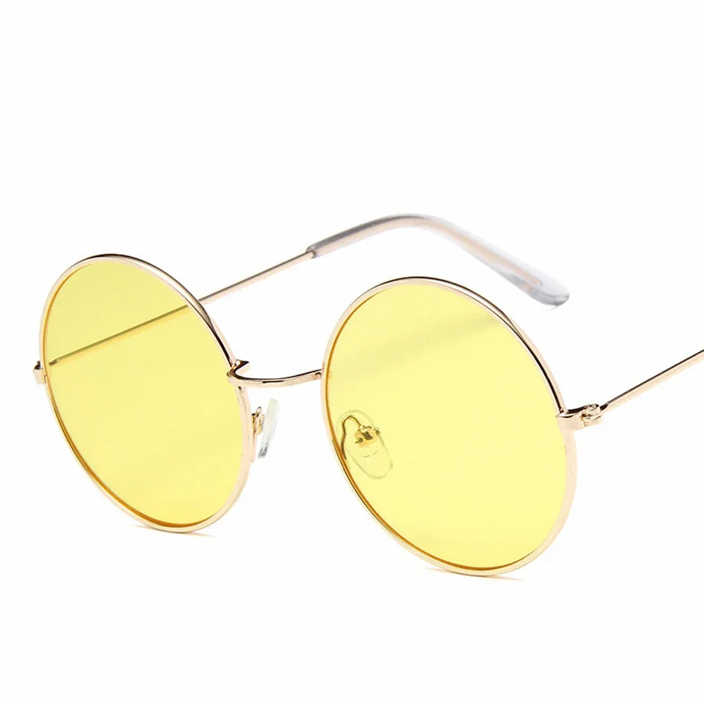 Okrągłe okulary przeciwsłoneczne damskie – lustrzane, metalowa oprawka UV400