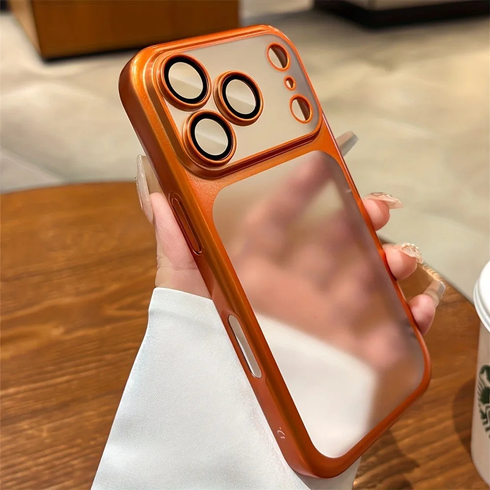 Luksusowe matowe etui na telefon z powłoką galwaniczną do iPhone 17 Air 16 15 14 13 ProMax z folią ochronną na obiektyw aparatu – antypoślizgowe, odporne na wstrząsy