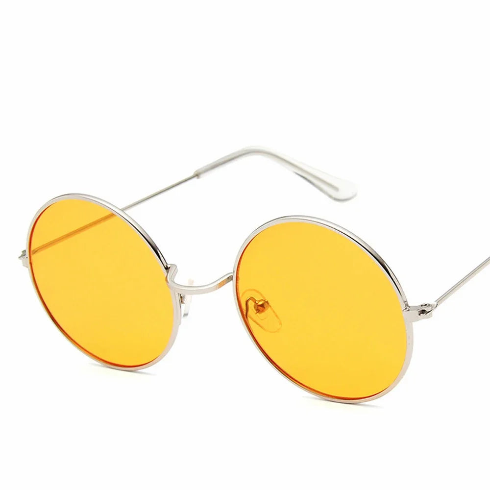 Okrągłe okulary przeciwsłoneczne damskie – lustrzane, metalowa oprawka UV400