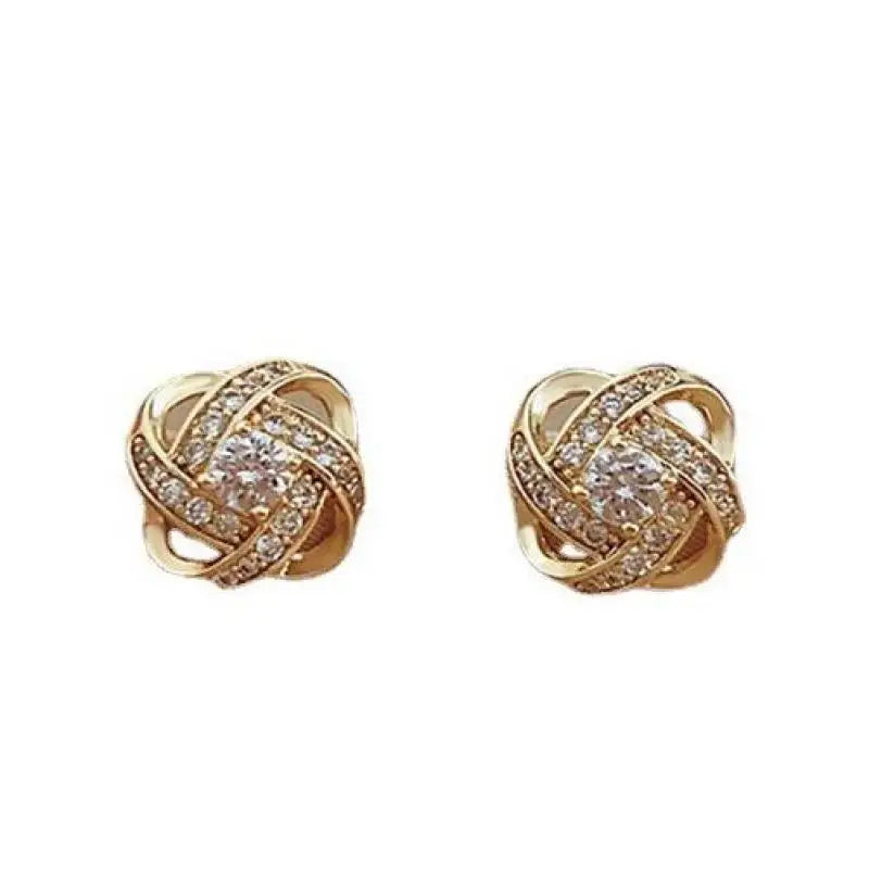 925 Silver Needle Korean Fashion Full Crystal Earrings For Women Jewelry 2026 Trending New Geometric Flower Stud Earrings Brinco
