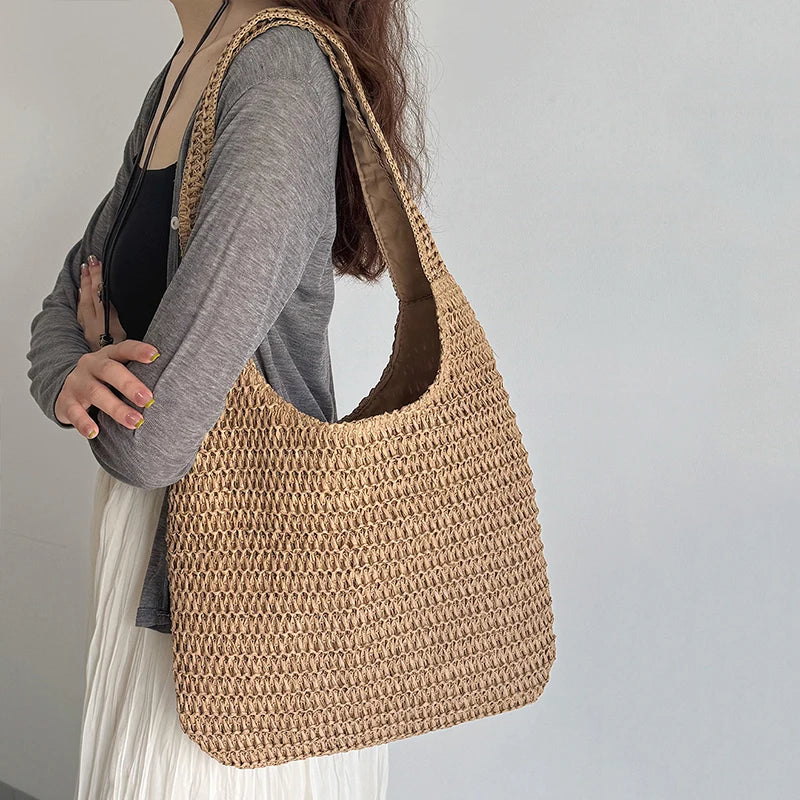 Rattanowa Torba Plażowa – Modna, Pojemna, Boho