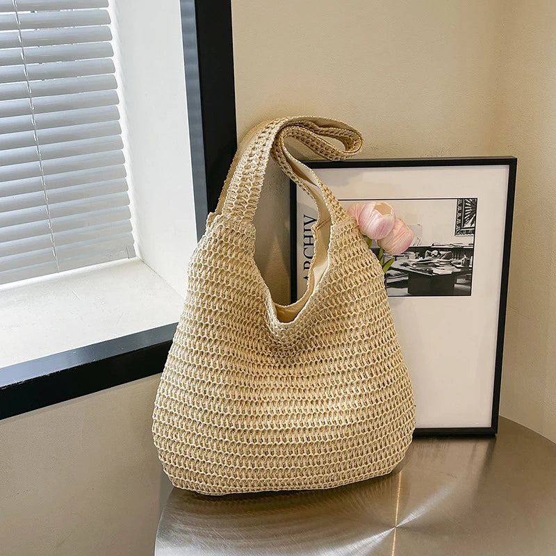 Rattanowa Torba Plażowa – Modna, Pojemna, Boho