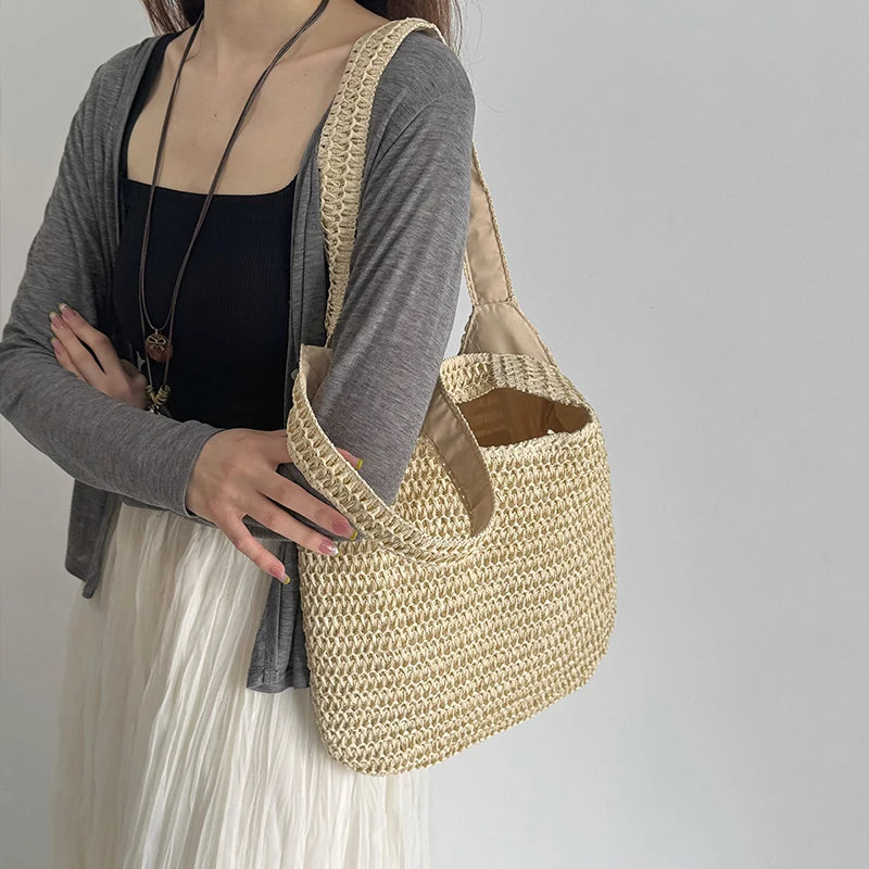 Rattanowa Torba Plażowa – Modna, Pojemna, Boho